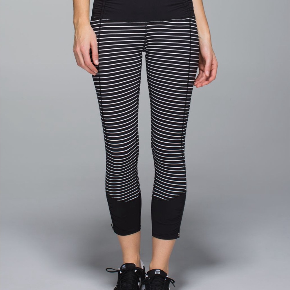 lululemon athletica Runday Black and White Reflective Leggings